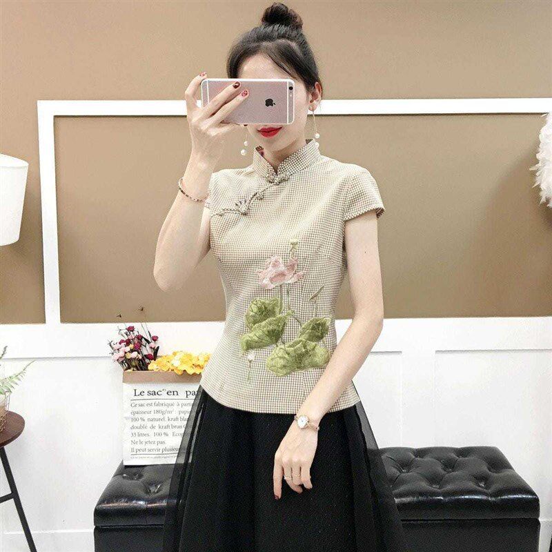 民国风唐装女士夏装新款中式文艺复古改良复古旗袍上衣中国风修身