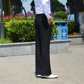 立挺垂感抗皱微喇叭西 高级感四面弹v白色不透阔腿裤 腰围微弹