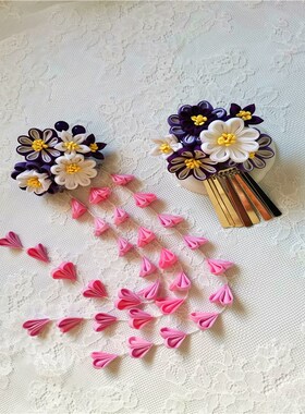 发夹【花言】和风边夹手工发夹和服细工发饰写真摄影头饰工厂供应