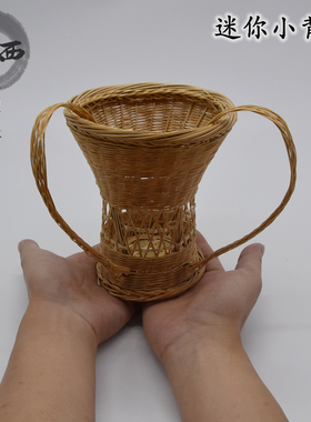 创意手编迷你小背篓背筐背篼竹篓子手工艺品竹筐装饰摆设特色道具