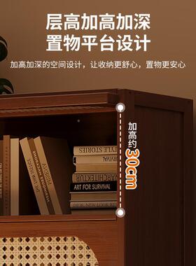 美式翻柜架复古藤编玄关斗柜入XTW户走廊子储物柜书大容量收纳展