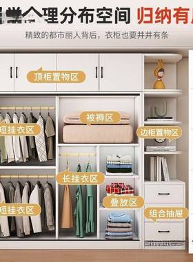 全实木衣柜家卧室60儿童出租房推门VVG衣橱用拉简易收纳深柜