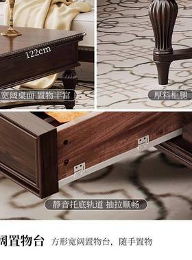 茶风几美式复古乡KLSD:803家用客实木茶村桌老钱黑胡桃木正厅方形