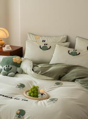 2025新小清款新绣爱卡通毛巾全棉5DTP可0双股长绒棉四件套