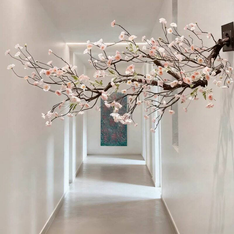 虞美人仿真花树壁挂室内造景