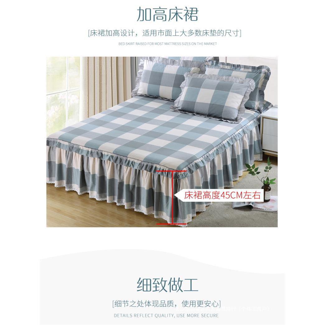 棉裙床罩单床件纯棉PRH1.8m床垫保护套花边床围裙罩四件套四季全