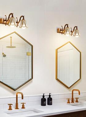 6R欧古前铜色镜灯LED卫生间妆浴BWU室镜式柜洗漱台化灯洗脸池壁