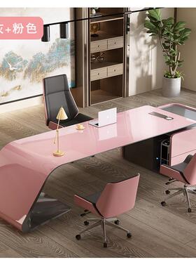 烤漆老班板经桌轻MI-56525奢裁桌电脑办公桌简约现总代大台桌椅极