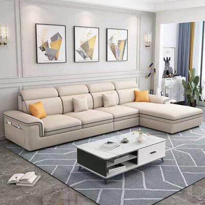 新款猫抓艺皮沙发现代沙简客厅布EWM发大小户型公寓组合科技约布