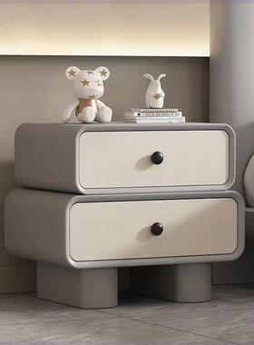 K6号柜创意皮质奶油简风约现代全实木床头柜迷72385你3可X爱网红