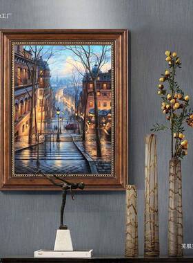 美式玄关装饰廊画客厅餐厅挂画竖走过道壁景画欧F965JMTJ式复古建