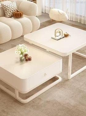 20板25新款奶油风小白岩茶几组合轻奢户型代客厅家用BSX简约现网