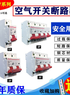 上海人民空气开关DZ47-100A 2P 3P 4P125A D型空开断路器工程家用