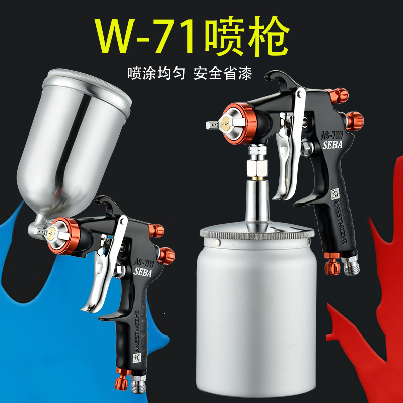 日本W-71/W77汽车油漆喷枪喷漆上壶原装家俱喷抢高雾化涂料喷漆枪
