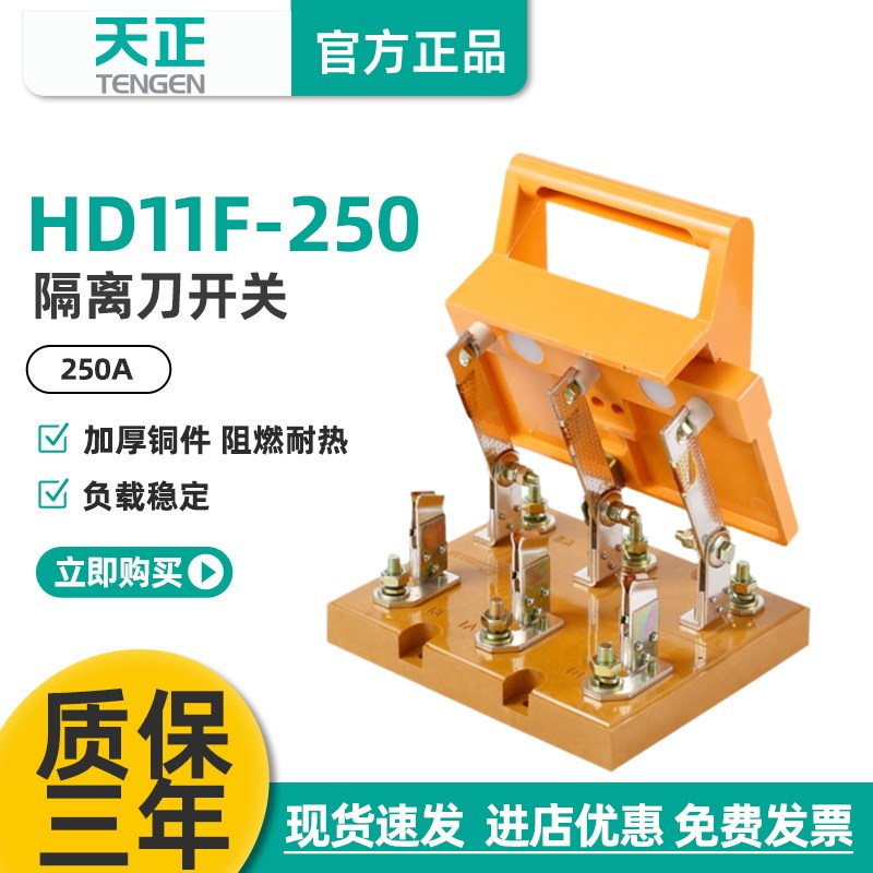 TENGEN天正电气 HD11F-250/38刀开关三极刀型隔离三相总闸刀380V