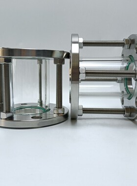 304不锈钢法兰对夹式视盅 HGS07硼硅钢化玻璃管道视镜6寸DN150