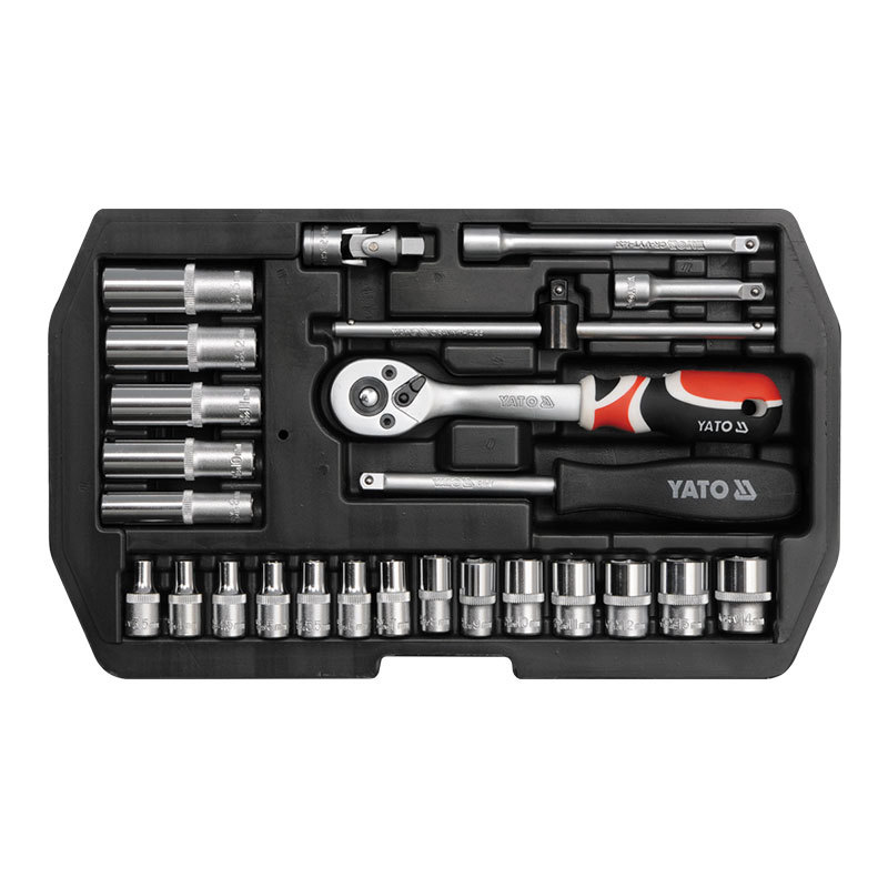 易尔拓 1/4DR铬钒钢25件套套筒扳手组套 机修套装YT-14461