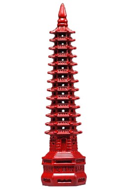 红色木雕13层文昌塔摆件实木质十三层文昌塔红木家居X办公室工艺