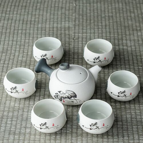 陶瓷功夫b茶具套装家用一壶六杯紫砂冰裂茶具自动泡茶器茶壶茶杯