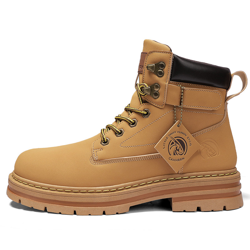 大黄靴马丁靴e男休闲增高鞋10cm秋季厚底高帮沙漠靴休闲工装运动