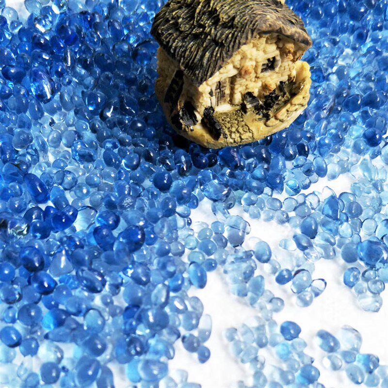 鱼缸造景装饰底砂海蓝沙玻璃沙蓝色D彩珠水族箱造景底沙水草造景