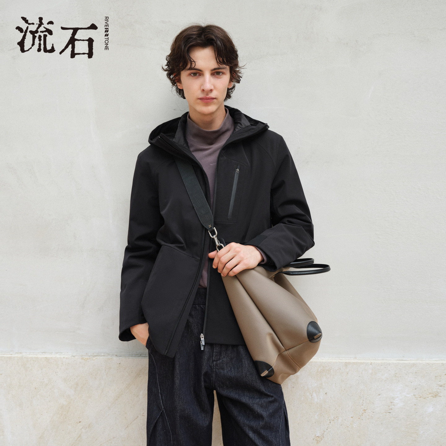 流石男装连帽短款羽绒服男2026年冬季新款可拆卸夹克