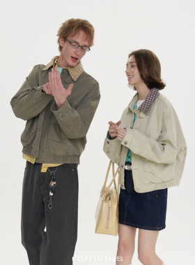 rsminus男女同款美式复古哈灵顿格子撞色外套2026年春季新款夹克