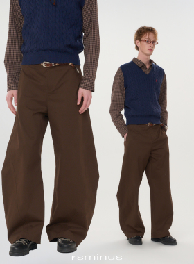 rsminus男装时尚复古弯刀阔腿梭织休闲裤2026春季新款男生长裤子