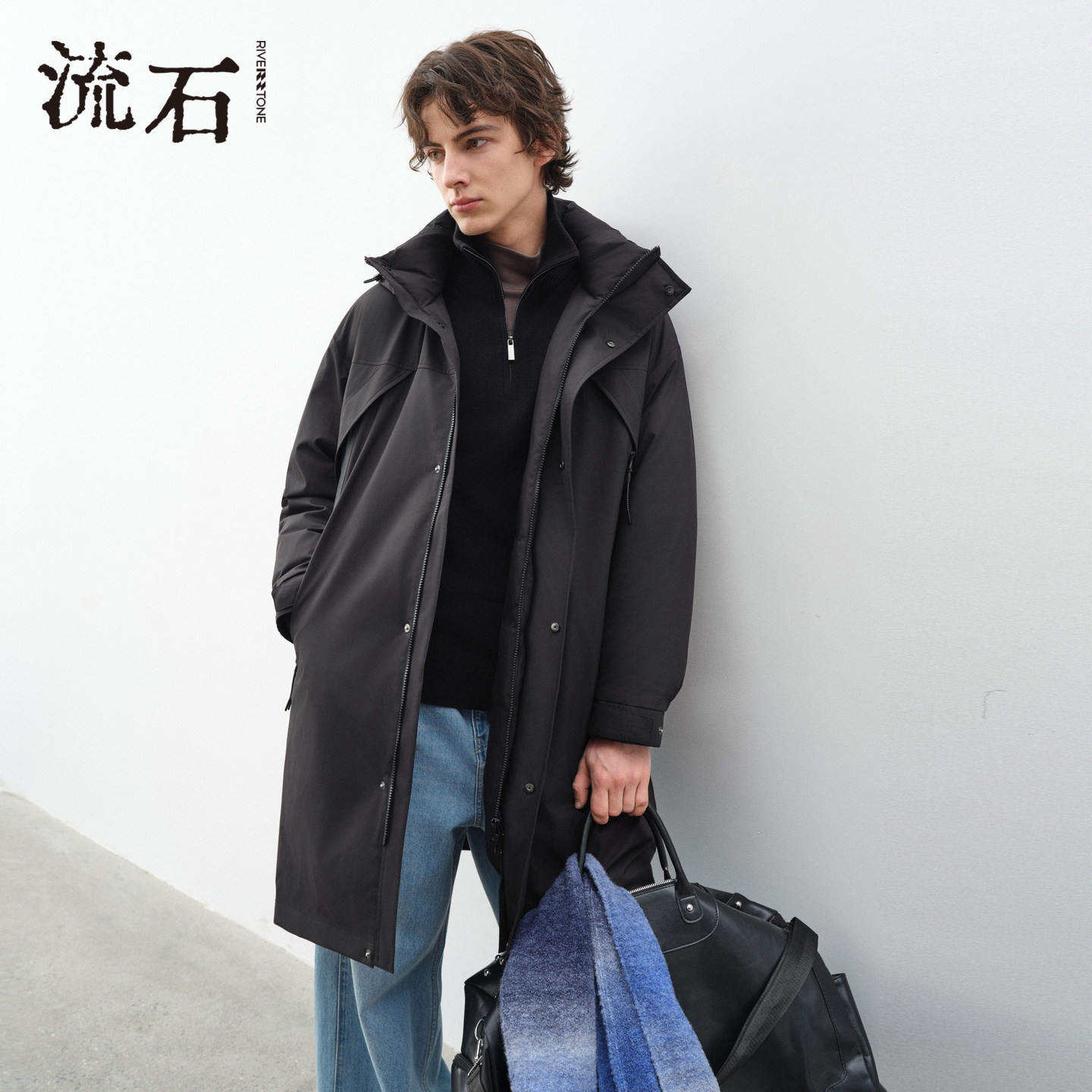 流石男装连帽长款羽绒服2026年冬季新款男款经典外套