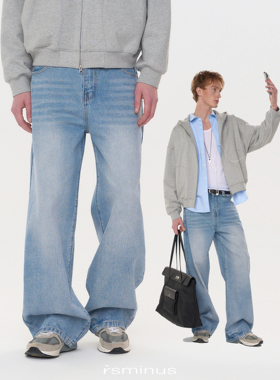 rsminus男女同款美式复古直筒阔腿牛仔裤2026年春季新款男生长裤