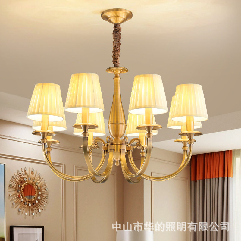 美式全铜客厅吊灯轻奢餐厅卧
