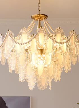 法式2奶油风客厅吊灯02餐5新款轻XTH奢美水晶灯式复古厅卧室灯具