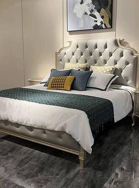 美式轻奢床式实木代简约别现法欧式56321公主婚床双人主卧墅高端