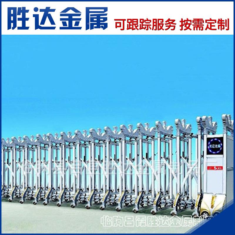 不锈钢电动伸缩门制控作金自动缩折大门学校收工地智能遥JBU伸缩