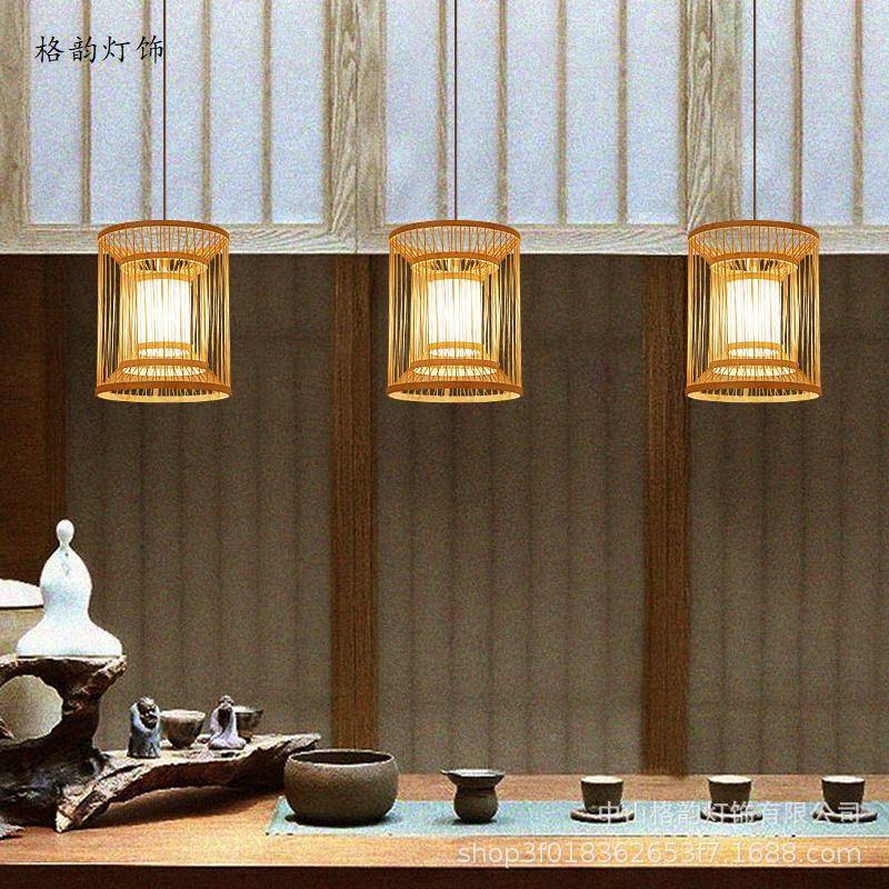 中风竹节餐厅卧国室灯竹茶楼大堂榻仿古灯中式编吊灯榻米竹OAA艺