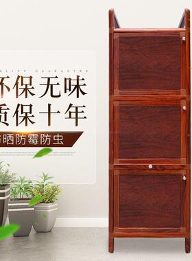 仿木合金小餐LQL边柜功能小橱柜简易组装碗柜厨房铝柜实玻多璃储