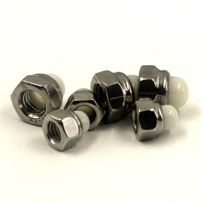 304不锈形钢DIN9饰86尼母龙自锁球923OND盖型螺非金属装遮丑盖螺