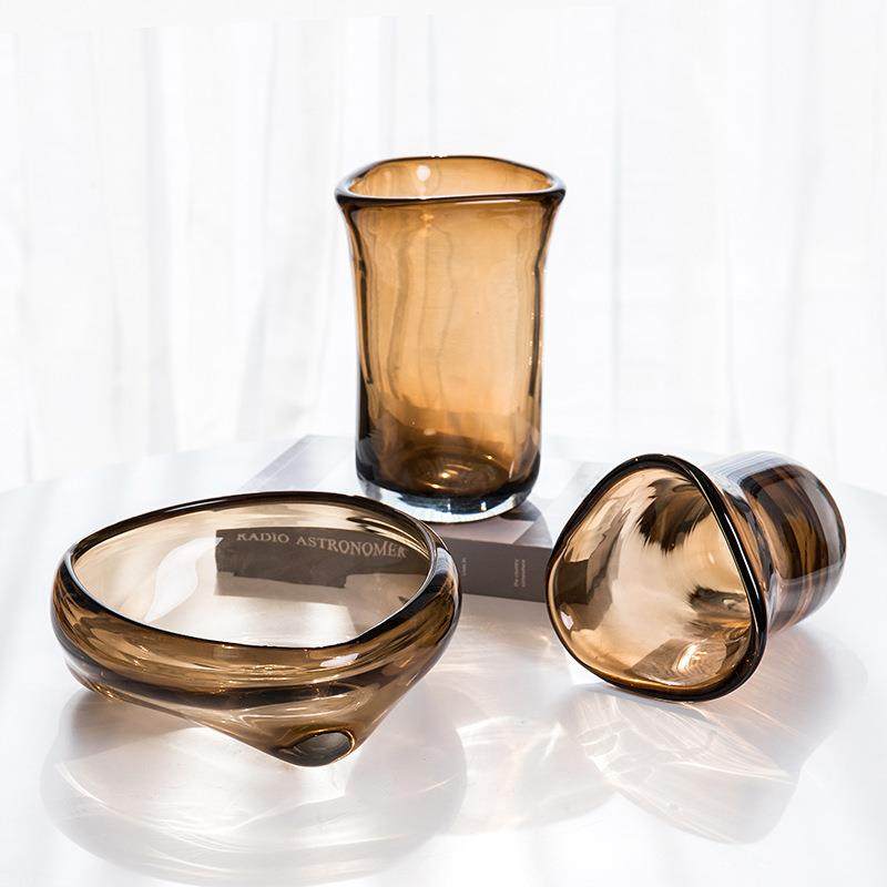 欧式简约插玻花瓶时AWY尚轻装饰花器客厅样板间家璃居工艺奢品摆