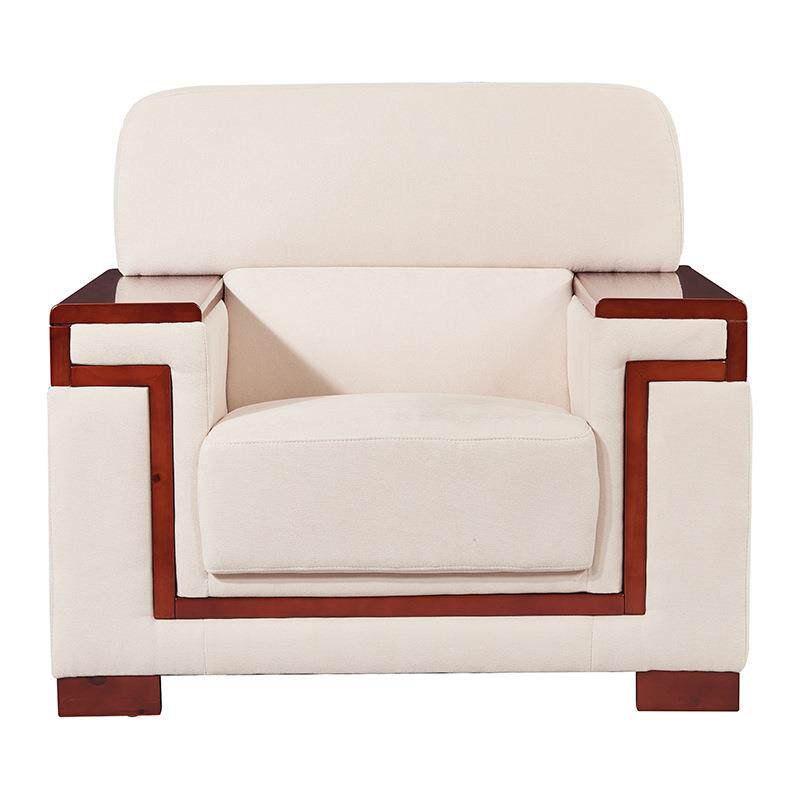 办哇GUO噢贵宾接待会议室椅式沙发实木中白色高档皮艺公室会客单