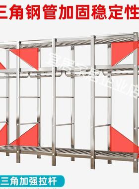 组不锈钢布衣柜家用卧ZPI室结实耐用加厚加粗易全钢架装简柜202衣