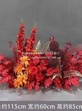 新款婚堂红lpum5924色中式婚庆地排花艺舞台场花景花排盆路道引礼