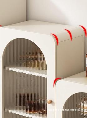 奶油风玻璃餐边酒柜书柜展示46805物置靠墙家客用厅立电视柜柜边