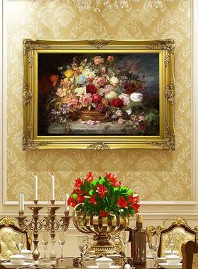 欧式古典瑰花卉画玄关装HT202005饰画油美式餐厅走廊客厅卧室挂画