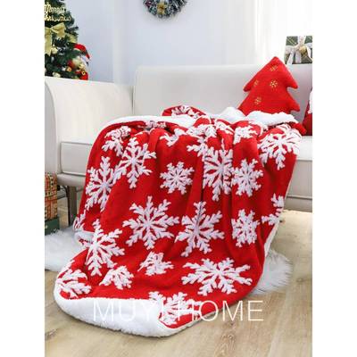 1VK圣节毛毯毯雪花加绒P休诞闲盖毯卧室节日毯子客厅沙发F769HM5M
