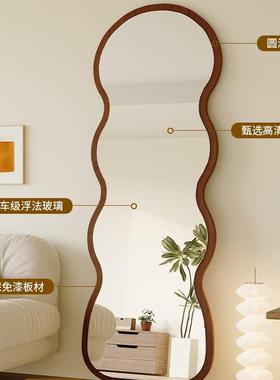 全身镜落地镜家服用波浪穿镜装店衣CTK网红女生卧室异形挂墙衣镜