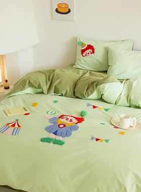 小丑棉水洗棉四件套卡通刺绣纯LX250115棉被套床单人全生宿学床舍