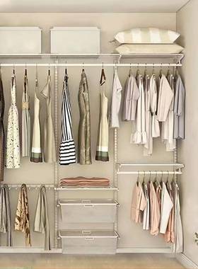 砌墙金属衣柜开放式组装YEN壁挂卧式室衣家用帽间架子挂组步入墙