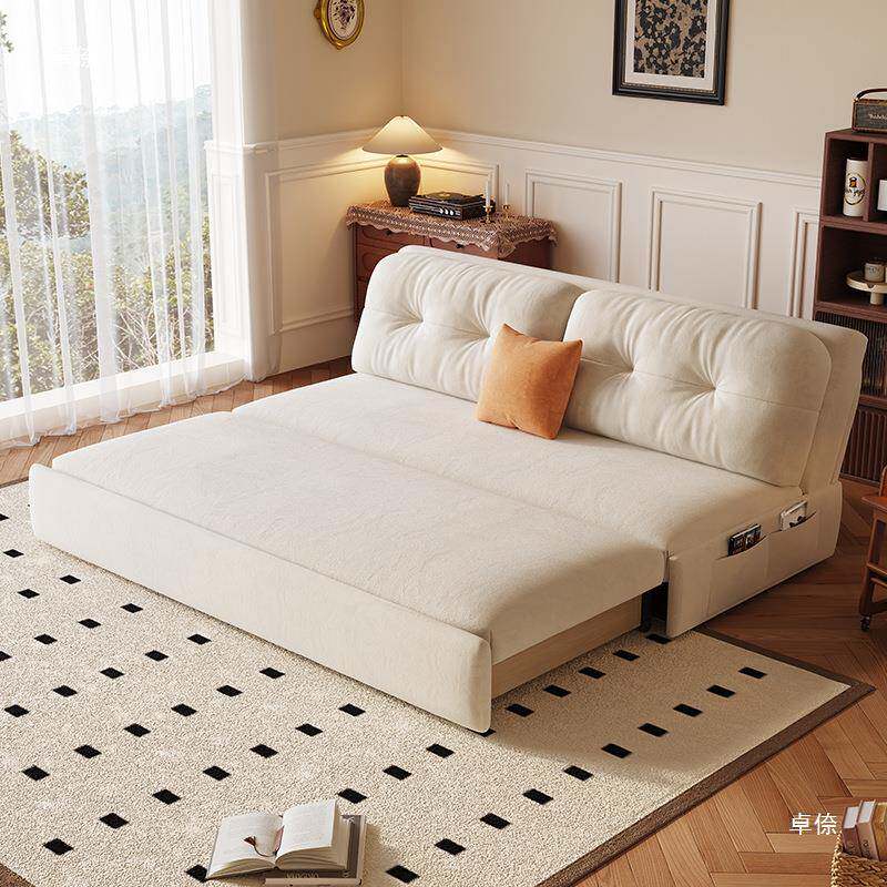单人床沙发多两用阳台房实木法书式复古奶油tj#j#loh折叠沙发功能