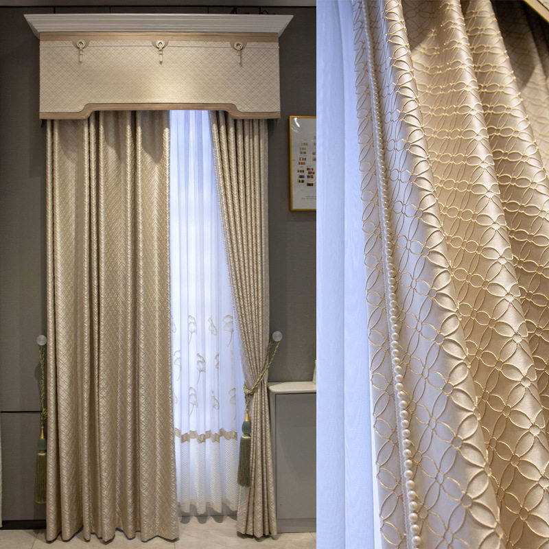 法式轻奢高遮光立体绣花成品窗帘