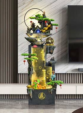 假山幕水轮墙流水屏风OBN景观庭院酒店循环鱼缸喷泉财落招地风水